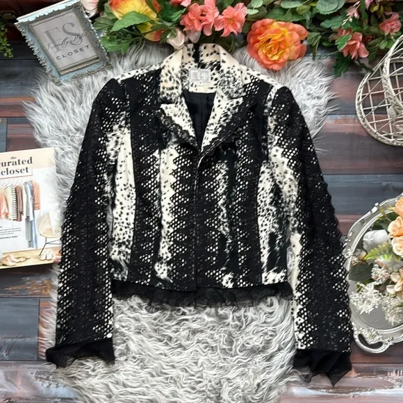 Vintage Alberto Makali White Lace Trim Western Blazer Cowgirl Rodeo Jacket - Picture 4 of 7